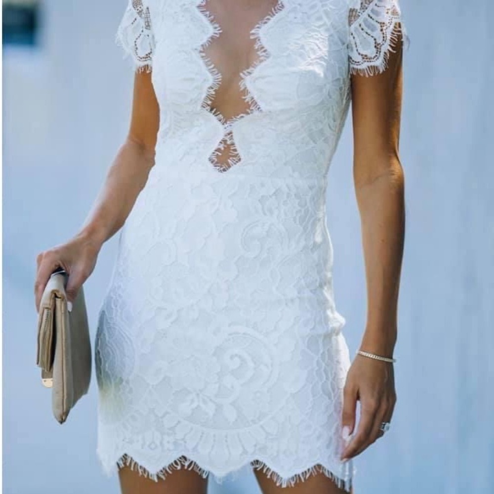 Vici White Lace Mini Dress